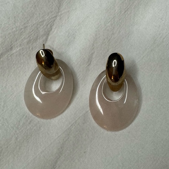 Vintage rose quartz earrings in excellent condition approximately 1 inch stone - Picture 7 of 8